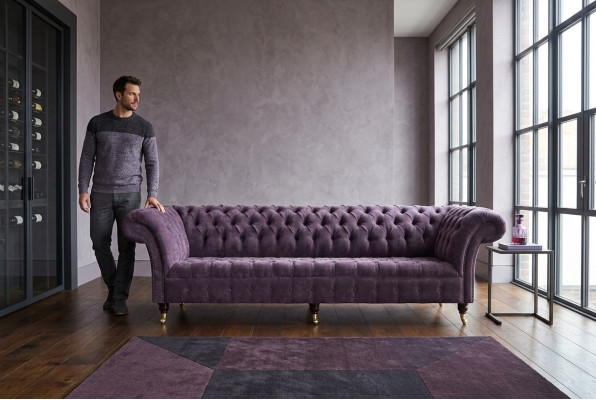 Lila Chesterfield Luxus Couch Sofa Polster 4 Sitzer Couchen Sitz Garnitur