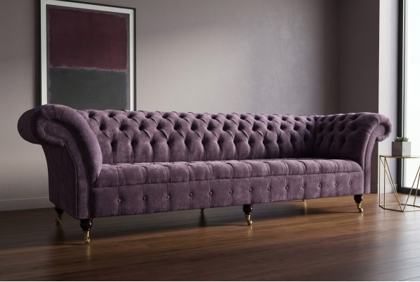 Lila Chesterfield Luxus Couch Sofa Polster 4 Sitzer Couchen Sitz Garnitur