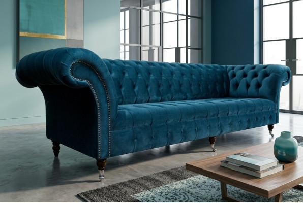 Design Chesterfield Sofagarnitur 4 Sitzer Stoff Couch Sofa Polster Sofas 265cm