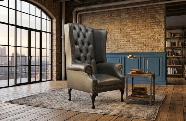 Chesterfield Ohrensessel Einsitzer Sofa Couch Relax Polster Samt Leder Stoff
