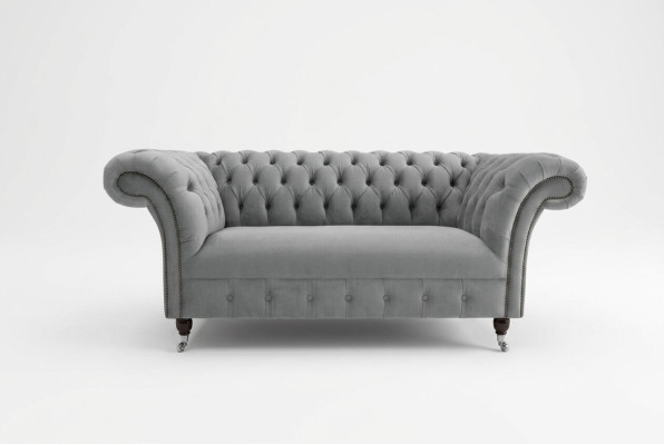 Chesterfield Luxus 2 Sitzer Couch Polster Sofa Textil Stoff Couchen Garnitur Neu