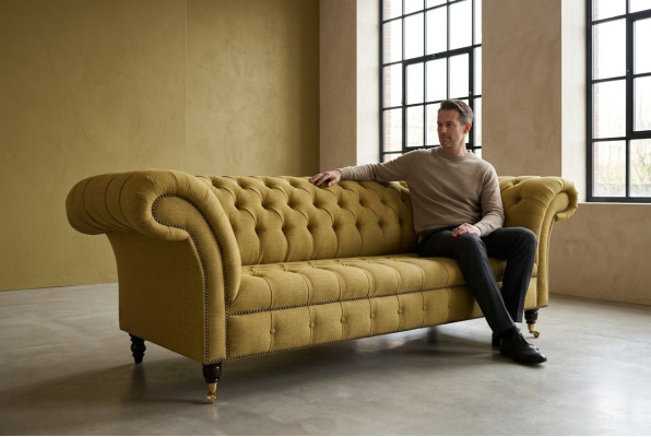 Gelbe Couch Dreisitzer Polster Design Sofa 3er Sitz Sofas Zimmer Luxus Couchen
