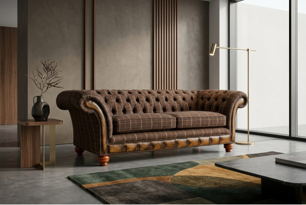 Klassische Chesterfield Sofa 3 Sitzer Design Sofas Polster Couchen Leder Braun
