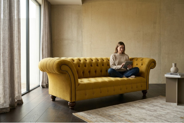 Designer Chesterfield Sofagarnitur Sofa Couch Polster Set in Samt 4tlg.