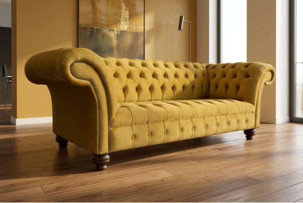 Designer Chesterfield Sofagarnitur Sofa Couch Polster Set in Samt 4tlg.