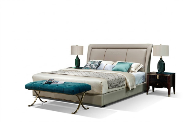 Bett Betten Polster Doppel Ehe Luxus Leder Moderne Designer Schlafzimmer Möbel