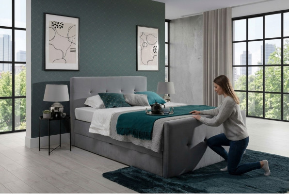Chesterfield postel Polštářová postel Manželská postel Postele xxl Design Luxusní postel s pružinovým roštem