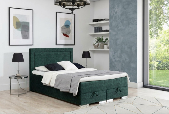 Himmplisches Boxspringbett Doppeltes Bett mit Matratze und Topper Grünes Betten