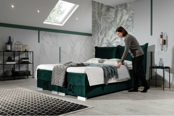 Boxspringové postele polstrované lůžko z umělé kůže designový hotel dvojité luxusní design nové.
