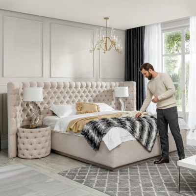 Chesterfield Postel Luxus Ložnice Hotelové Dekorace Lůžka s knoflíky.