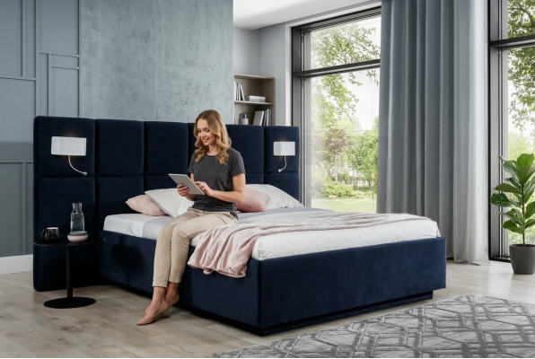 Schlafzimmer Design luxus Bett 200x200 Texil Betten Doppel Bettgestell
