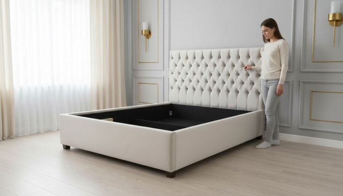 Chesterfield postel Potah Design Luxus Dvojitá Hotelová Postel Zlatý Luxusní Hotel Nový