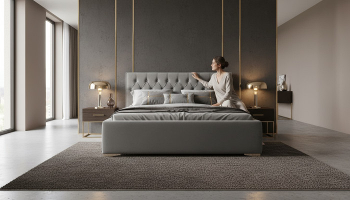 Chesterfield textilní lůžkové polstrování design 140x200 dvoulůžko postele postelová konstrukce