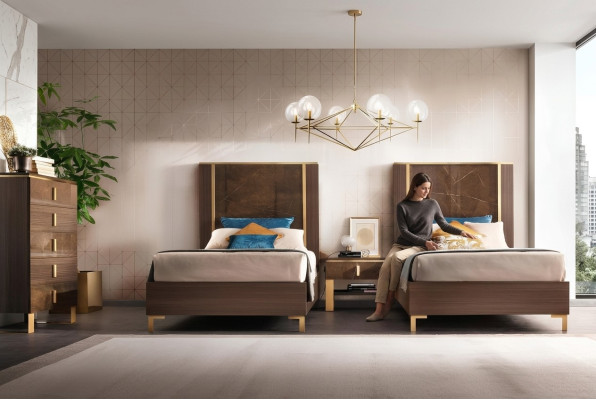 2x Bett + Nachttisch 3 tlg. Schlafzimmer Set Designer Luxus Schlafzimmer