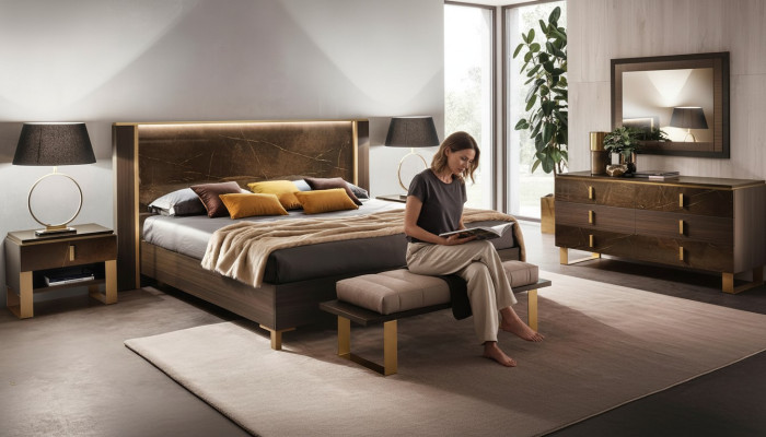 Bett Schlafzimmer Set Design Modern Luxus 2x Nachttisch Italienische 3tlg