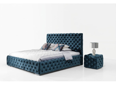 Doppelbett Schlafzimmer Samt Betten Chesterfield Bettgestell Nachttisch 3tlg Set