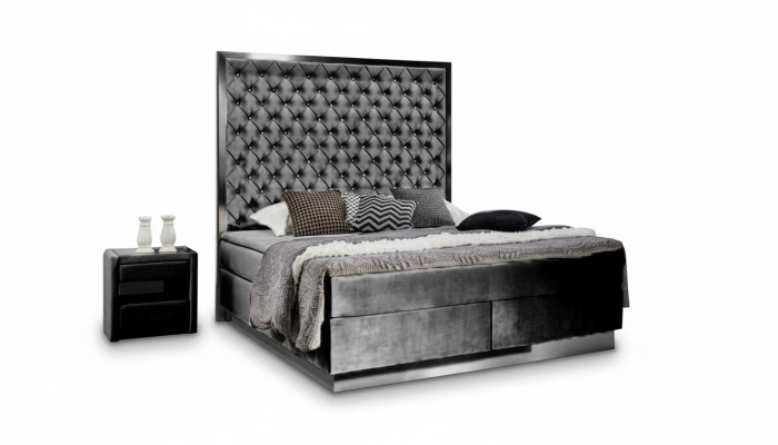 Boxspring Bett Schlafzimmer Set 3tlg Textil Bett 2x Nachttisch Design Betten Neu