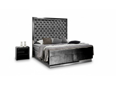 Boxspring Bett Schlafzimmer Set 3tlg Textil Bett 2x Nachttisch Design Betten Neu
