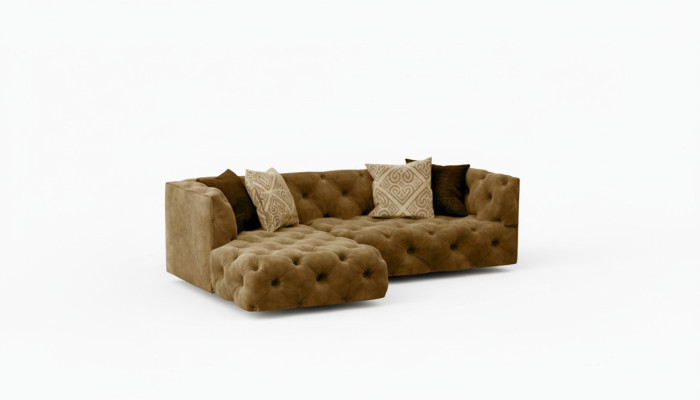 Chesterfield L-Form Ecksofa Couch Design Textil Polster Garnitur Sofa Ecke Neu