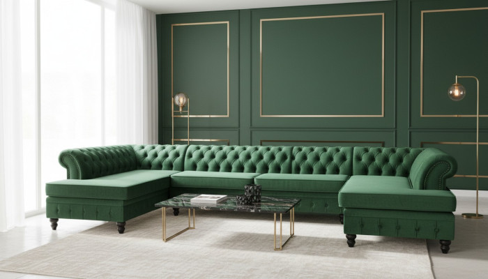 Chesterfield Wohnzimmer Couch Wohnlandschaft xxl Sofa Couchen Polster Ecke Samt
