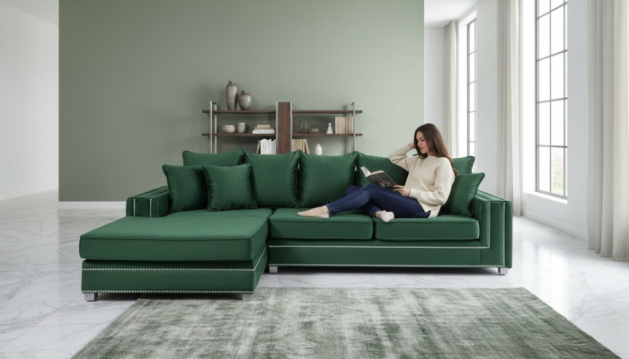 Ecková sedací souprava L-tvar textil Luxus design Wohnlandschaft polstery Couch Couchen Möbel