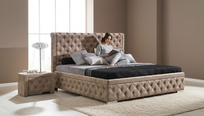 Postel 2x noční stolek 3 ks. Sada ložnice Luxus Design Nábytek Moderní Postele Nové