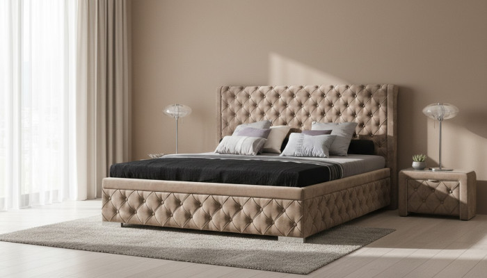 Postel 2x noční stolek 3 ks. Sada ložnice Luxus Design Nábytek Moderní Postele Nové