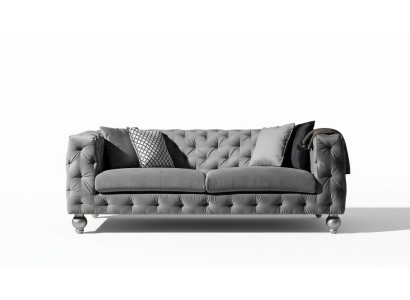 Dreisitzer Stoff Wohnzimmer Grau Design Sofa Sofas Samt xxl big Polster Couchen