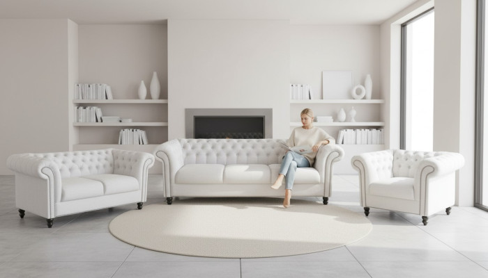 Dreisitzer Stoff Wohnzimmer weiss Design Sofa Sofas Samt xxl big Polster Couchen