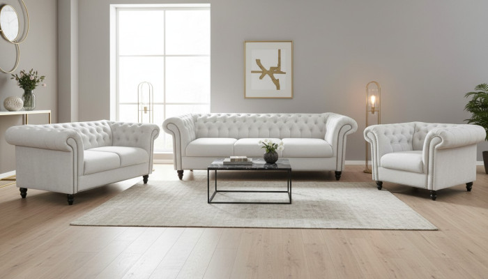 Dreisitzer Stoff Wohnzimmer weiss Design Sofa Sofas Samt xxl big Polster Couchen