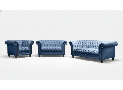 Dreisitzer Chesterfield Sofa Couch Polster Luxus Möbel Stoff Couchen