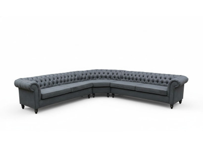 Ecksofa Sofa Design Chesterfield Couch Textil Stoff Wohnlandschaft Garnituren