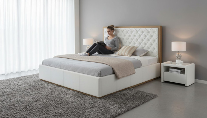 Bett Textil Schlafzimmer Design Möbel Modern Luxus Betten Bettgestell 140x200