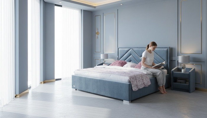 Postel Textily Design Ložnice Nábytek Moderní Luxusní Postele Rám Látky Nový