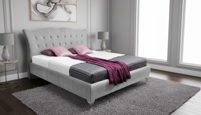 Postel, textil, 2x noční stolek, 3dílný ložnicový set, moderní luxusní nábytek, nové postele.