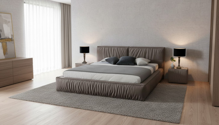 Luxusní designová postel do ložnice, potažená sametem, nábytek postele látkový textil nový