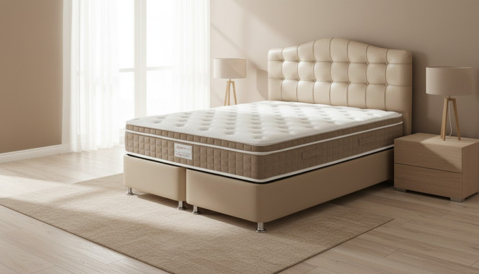 Bett Leder 2x Nachttisch 3 tlg. Schlafzimmer Set Möbel Modern Luxury Betten Neu