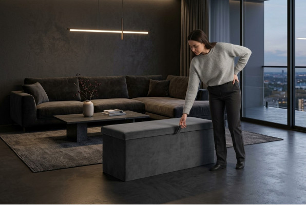 Moderní design Ukládací box Luxus Ložnice Otoman Textilní Truhla Krabice