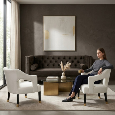 Chesterfield + 2 křesla černá bílá XXL Big textil Stoff Couchen Kreative.