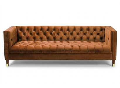 Oranžová pohovka Chesterfield Couch textilní látka pohovky luxusní nábytek 4-místná