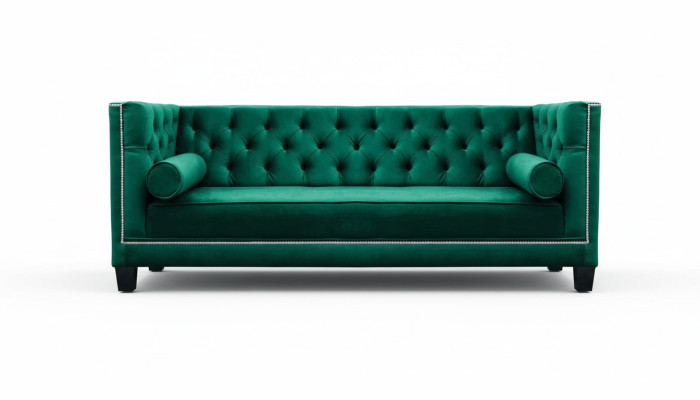 Luxus Grün Chesterfield Samt Dreisitzer Polster Möbel Hotel Wohnzimmer Praxis