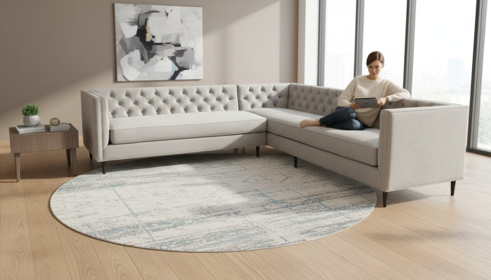 Ecksofa Grau Big Textil Stoff Chesterfield Sofas Kreative Möbel Neu Wohnzimmer