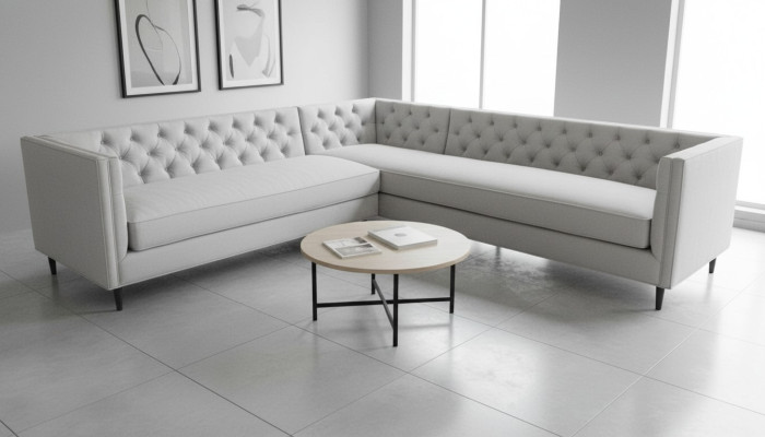 Ecksofa Grau Big Textil Stoff Chesterfield Sofas Kreative Möbel Neu Wohnzimmer