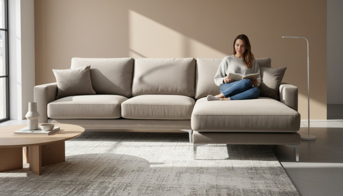Beige rohová sedačka látková designová pohovka čalouněná pohovka pohovky rozkládací sedací souprava nová