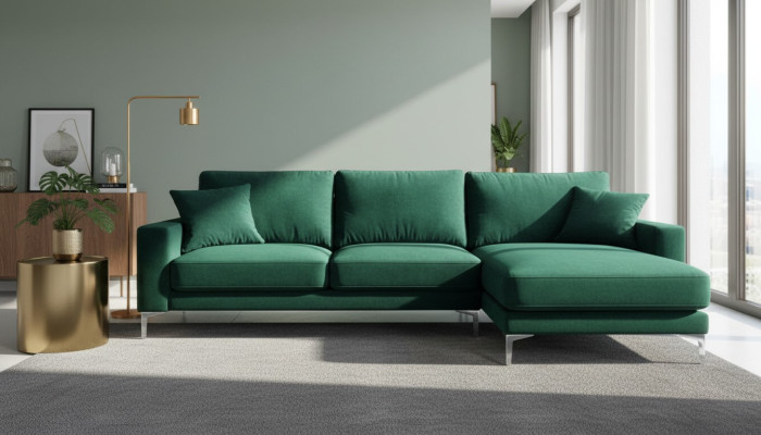 Loft Sofa Luxus Eckcouch Möbel Eckgarnitur Samt Couchen Wohnzimmer sofas grün