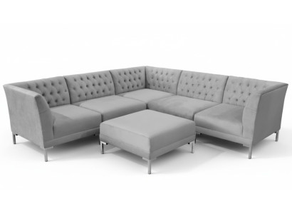 Grau Chesterfield Sofas Luxus Möbel Neu Ecksofa Hocker Grau Big Textill Stoff