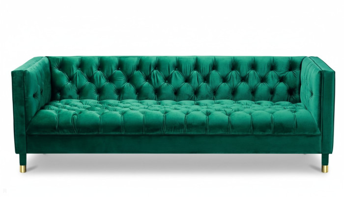 Grüne Dreisitzer Stoff Chesterfield Design Couchen Polster Sofa Wohnzimmer 230cm