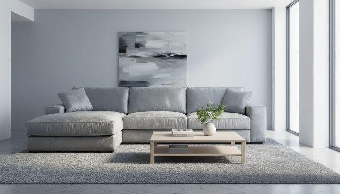 Italský nábytek v italském stylu, designový rohový gauč z látky do obývacího pokoje.