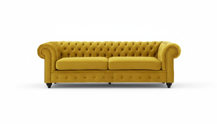 Gelbe Couch mit knöpfen Chesterfield Sofa Polster Sitz Couchen Sofas Luxus Neu