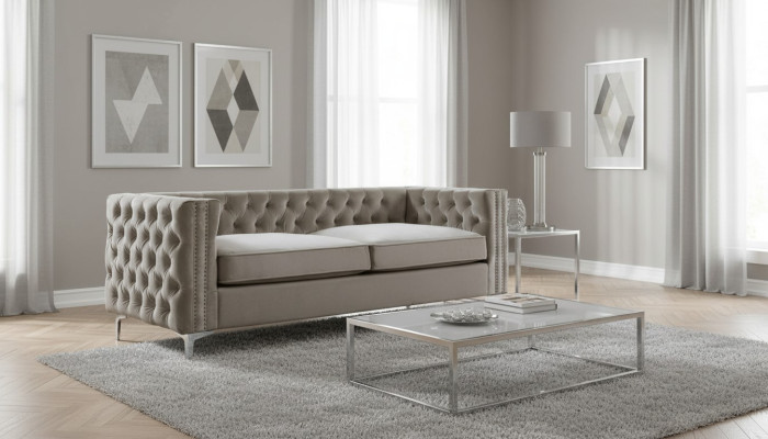 Chesterfield tří  sedák moderní nábytek textilie sametová látková sedací souprava luxusní obývací pokoj
